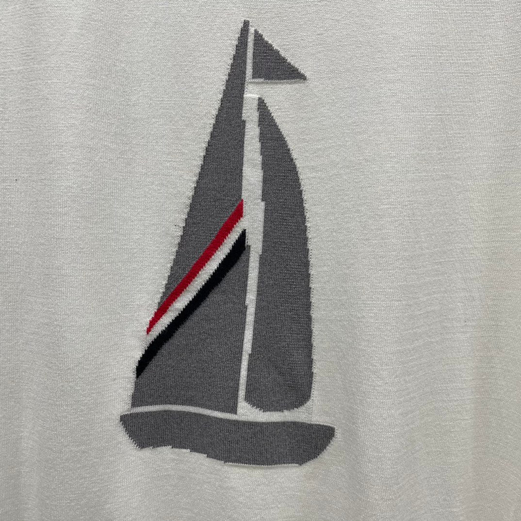 2025 SS Men's sailboat embroidered POLO short sleeve THOM TREND
