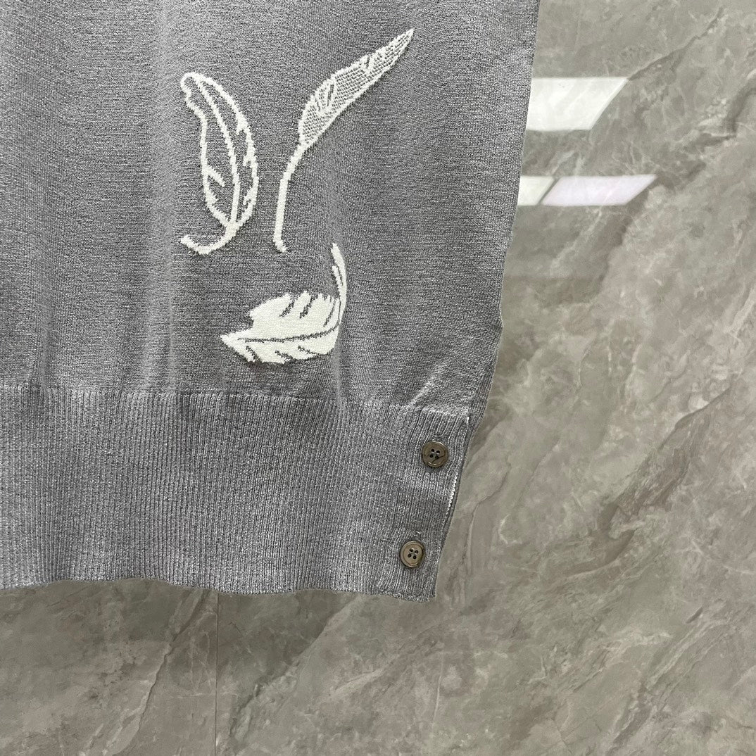 2025 SS Men's Feather Leaf POLO Short Sleeve THOM TREND