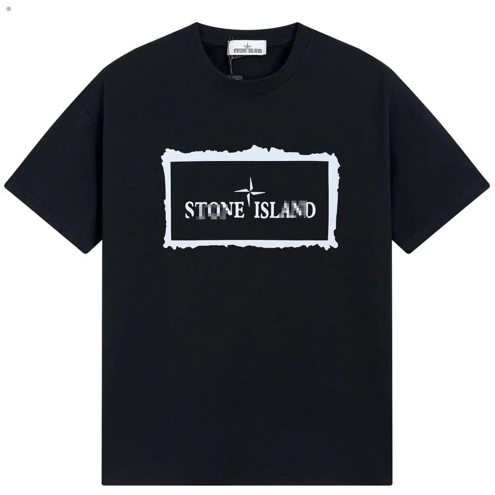 Stone Island Framed Wordmark Graphic Cotton T-Shirt - White front view