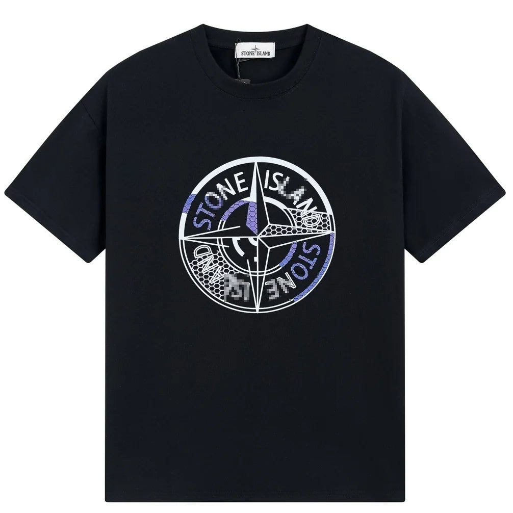 Stone Island Glitch Compass Graphic Cotton T-Shirt - White product detail view