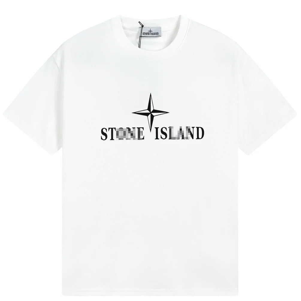 Stone Island Star Wordmark Graphic Cotton T-Shirt - White front view