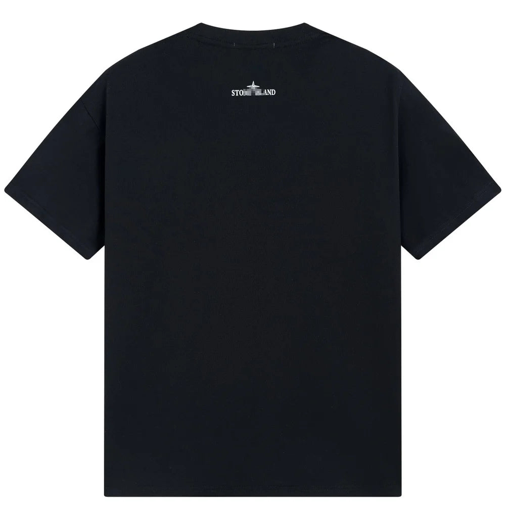 Stone Island Fragmented Blue Compass Cotton T-Shirt - White product detail view
