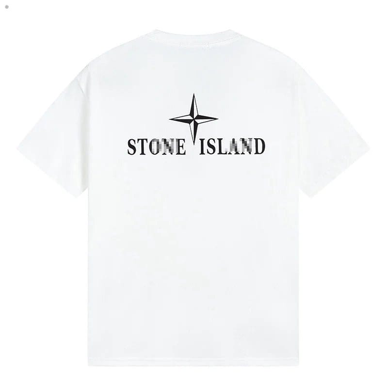 Stone Island Star Wordmark Back Print Cotton T-Shirt - White back view