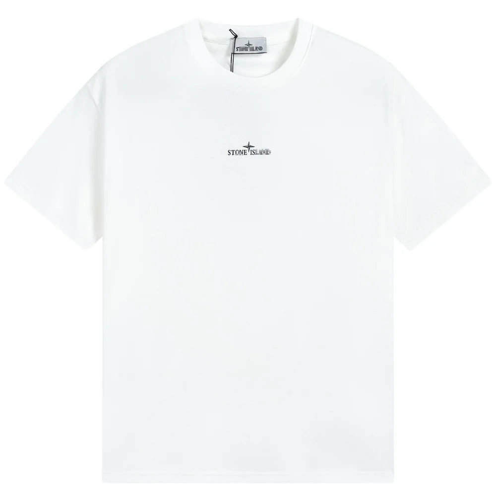 Stone Island Abstract Monochrome Back Graphic Cotton T-Shirt - White product detail view