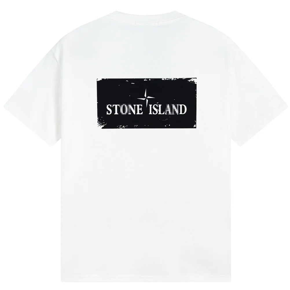 Stone Island Framed Wordmark Graphic Cotton T-Shirt - White product detail view