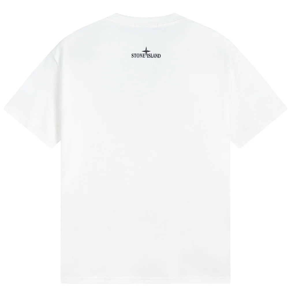 Stone Island Glitch Compass Graphic Cotton T-Shirt - White product detail view