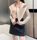 Hermes Style Lightness in Bloom Silk Scarf - Pink - Model Worn Main Image