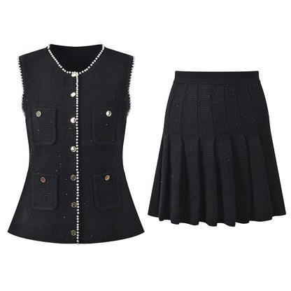 2025SS Sleeveless vest pleated skirt suit THOM TREND