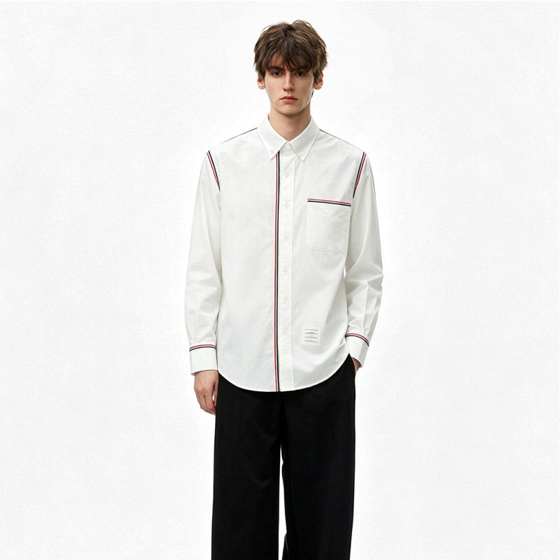 Tricolor Stripe Oxford Shirt – Unisex THOM TREND