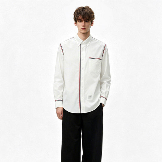 Tricolor Stripe Oxford Shirt – Unisex THOM TREND