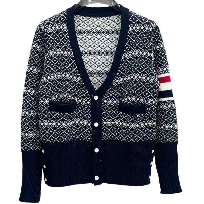 2025SS Plaid V-neck cardigan THOM TREND