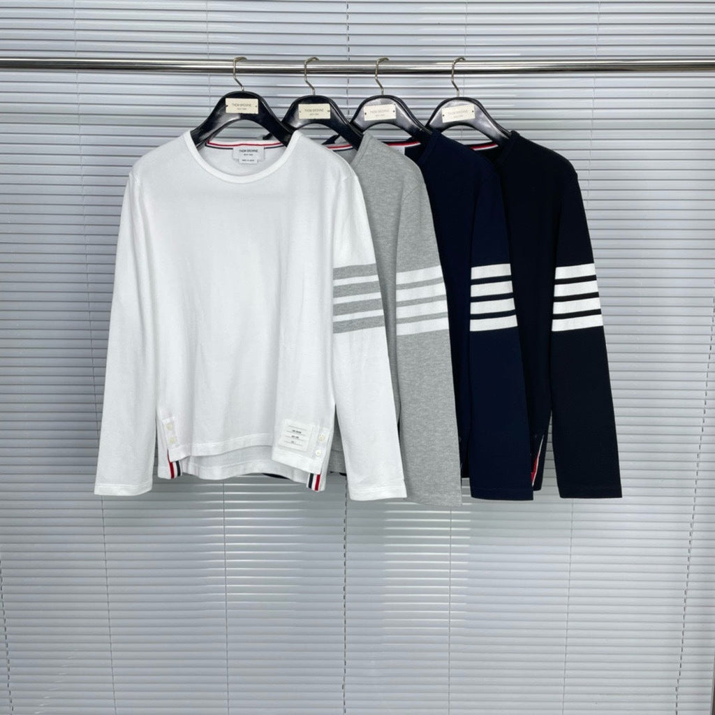 Classic Four-Bar Wool T-Shirt by Thom Browne, product detail view