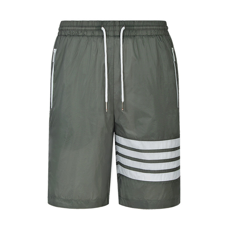 Thom Browne Style Unisex Casual Sweatpants with Signature Four-Bar Detail - Image 3