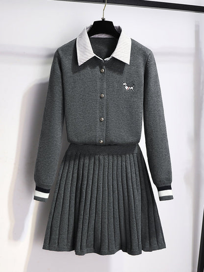 Fake two-piece cardigan + pleated skirt THOM TREND