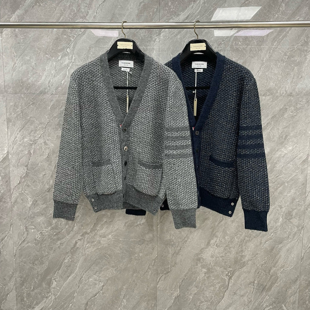 Cardigan by Thom Browne, knitwear detail view