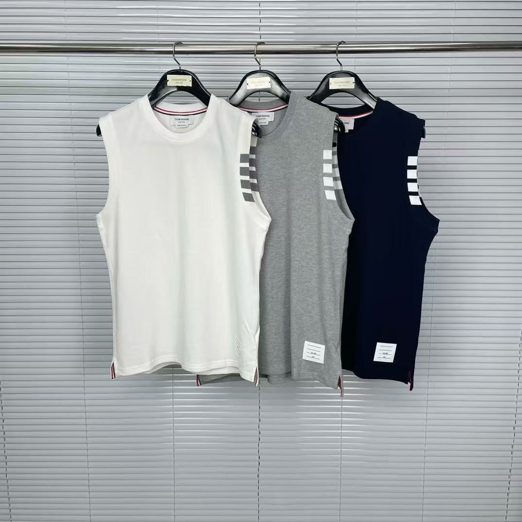 sleeveless T-shirt by Thom Browne, product detail view