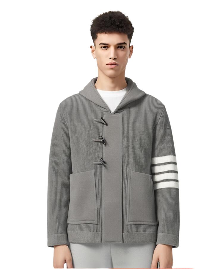 Unisex Chunky Knit Jacket by Thom Browne, outerwear detail view