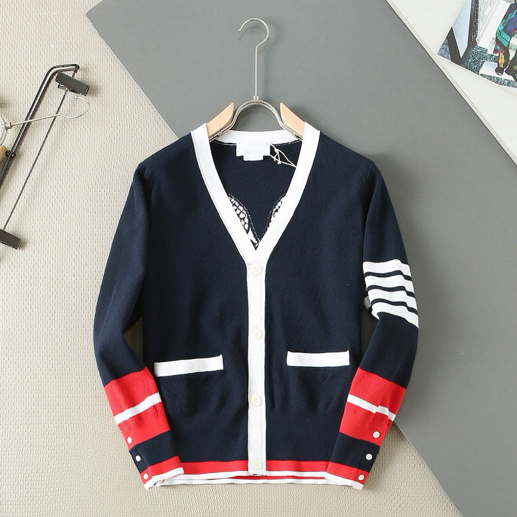 Thom Browne Unisex Tennis Racket V-Neck Knit Cardigan