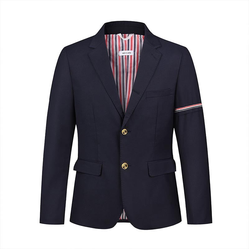 Men's suit jacket by Thom Browne, outerwear detail view