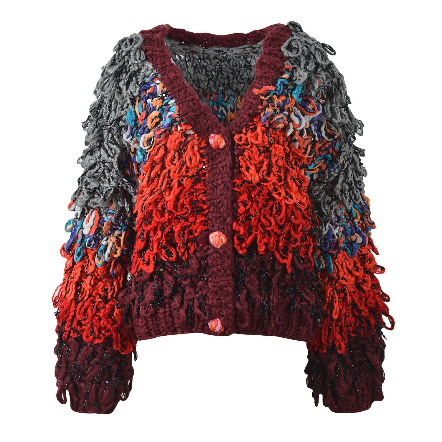 2025SS Colorful woven tassel sweater coat THOM TREND