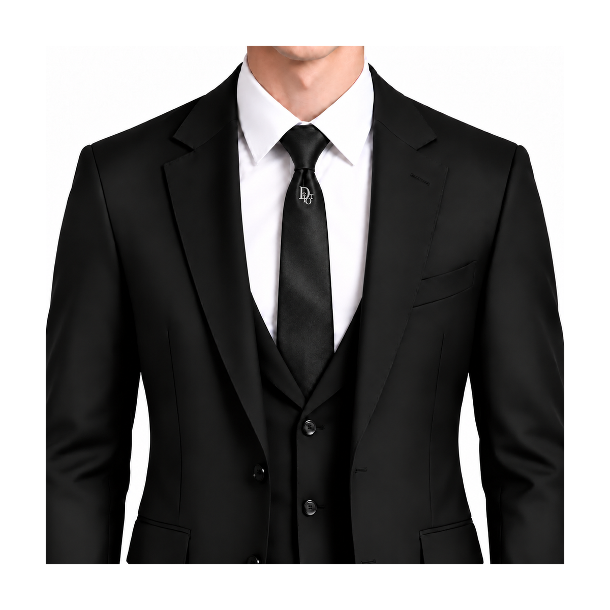Dior Style Men's Oblique Logo Silk Tie - Model Main Image