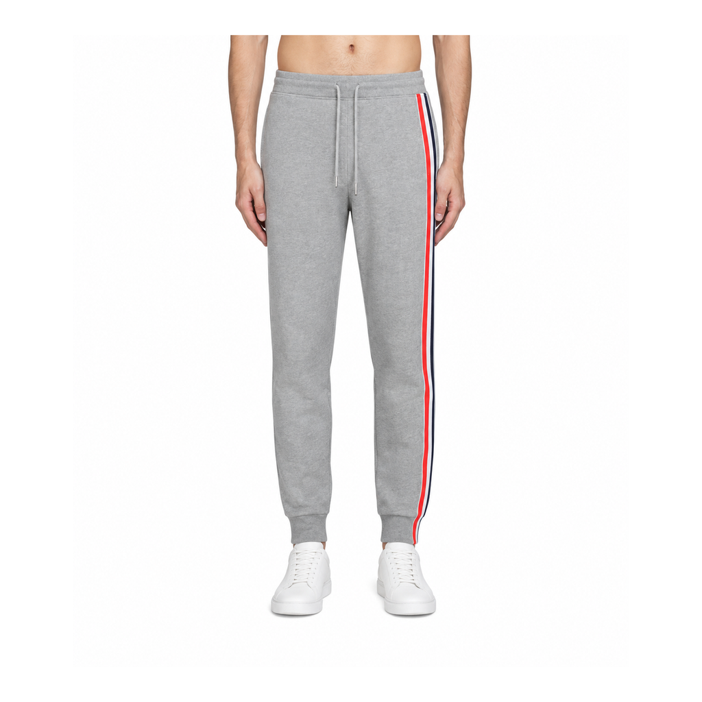 Thom Browne Style Men's Cotton Sweatpants - Signature Four-Bar Detail - Main Image