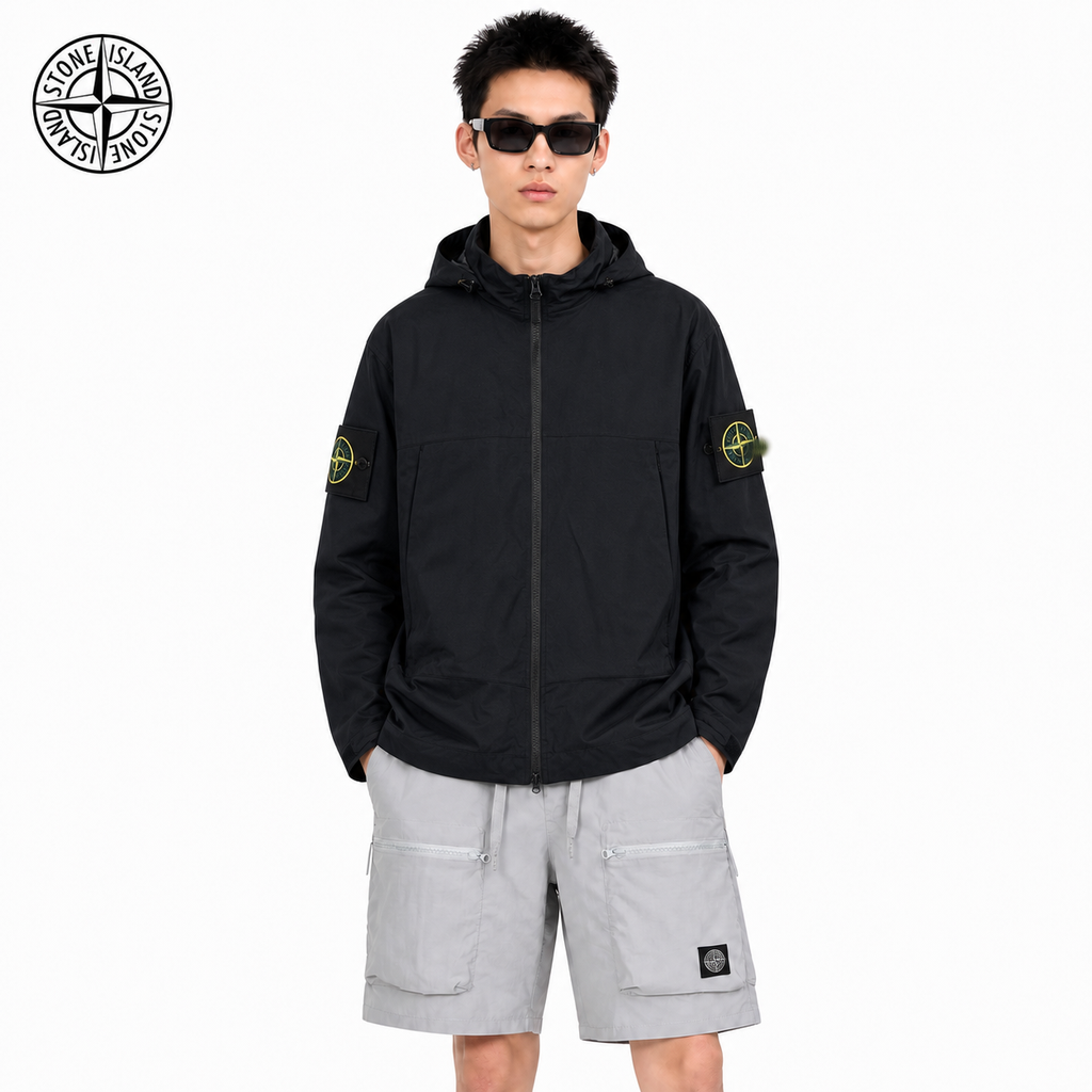 Stone Island Dual Compass Badge Waterproof Shell Jacket on male model - front view