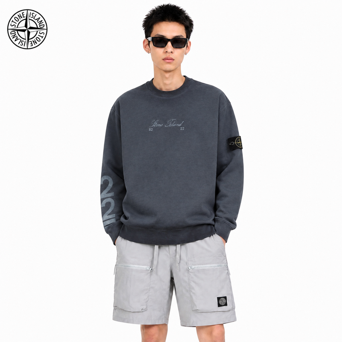 Stone Island 40th Anniversary Gradient Crewneck Sweatshirt on male model - front view