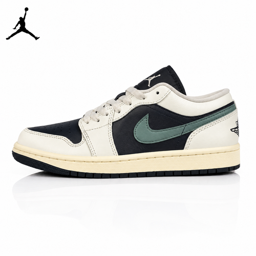 Air Jordan 1 Low Black/Green Unisex Sneakers DC0774-001 main product view