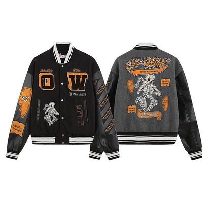 Embroidered Varsity Jacket Light Luxury Station
