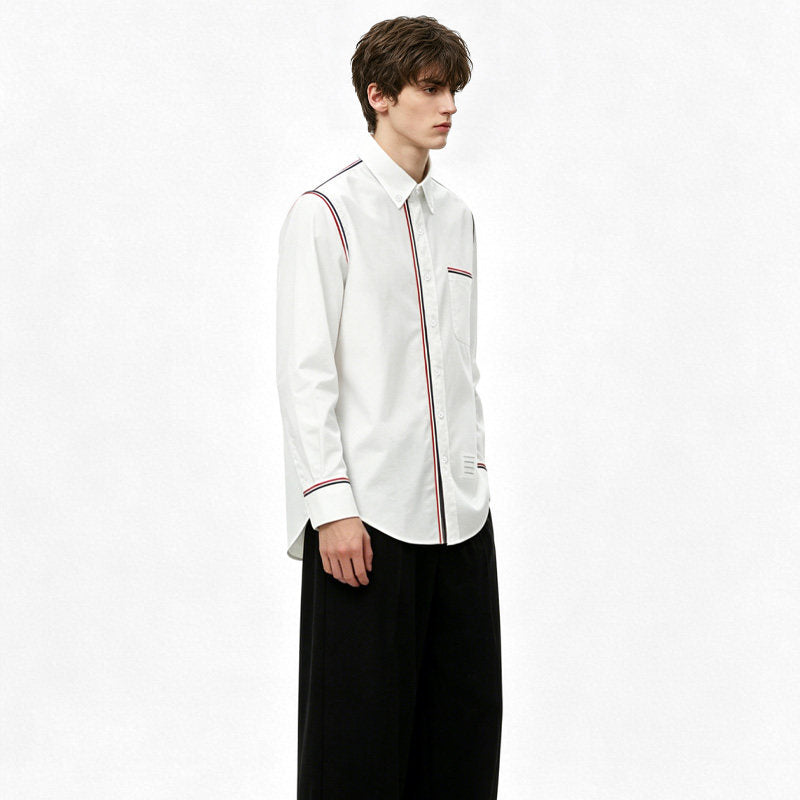 Tricolor Stripe Oxford Shirt – Unisex THOM TREND
