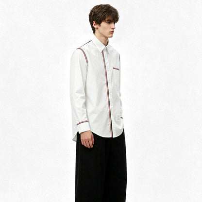 Tricolor Stripe Oxford Shirt – Unisex THOM TREND