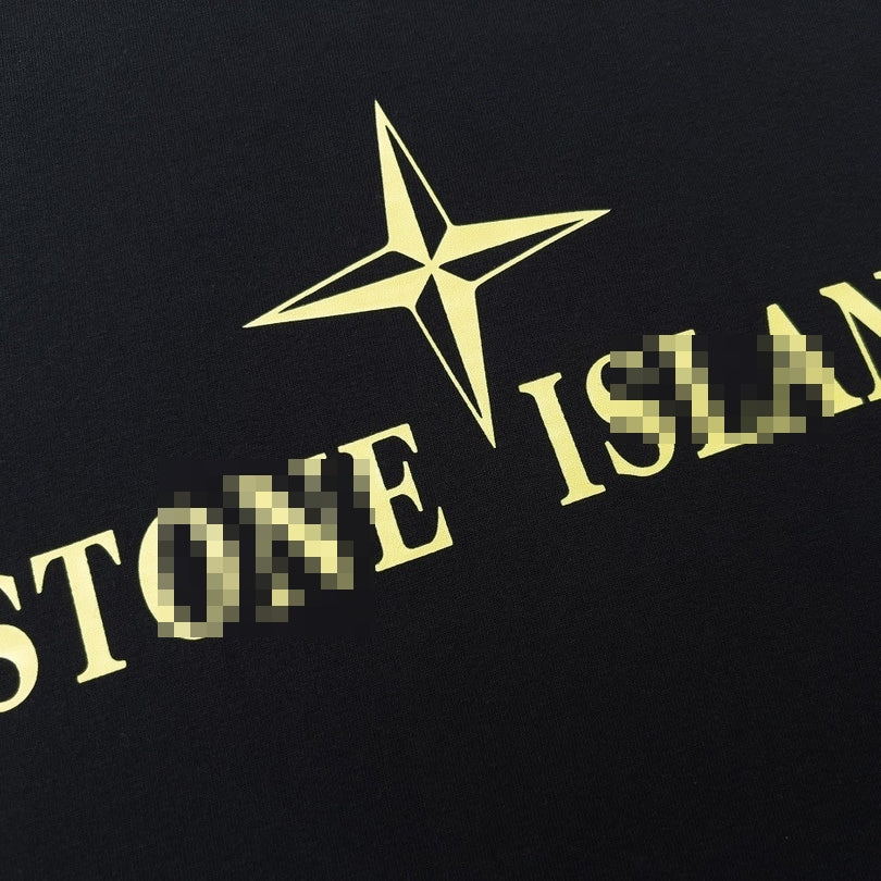 Stone Island Star Wordmark Graphic Cotton T-Shirt - Black product detail view
