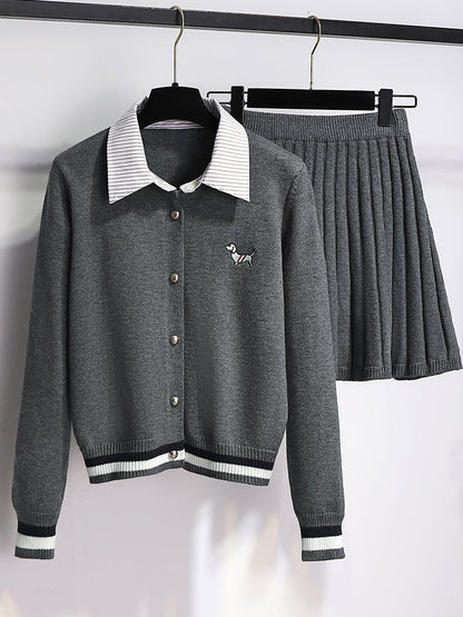 Fake two-piece cardigan + pleated skirt THOM TREND