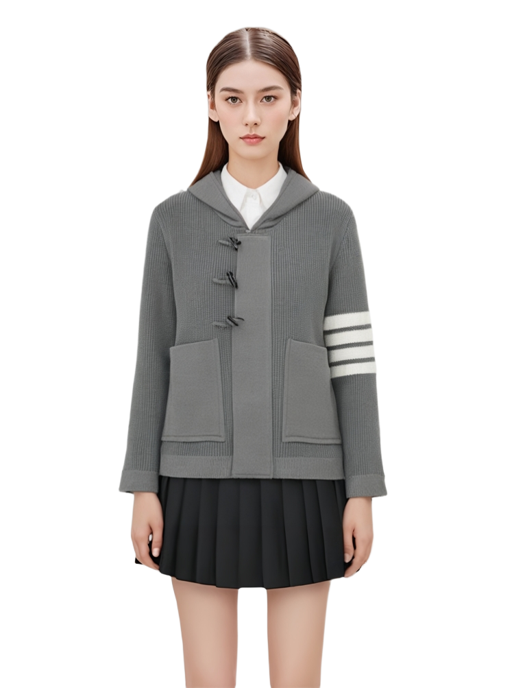 Unisex Chunky Knit Jacket by Thom Browne, outerwear detail view