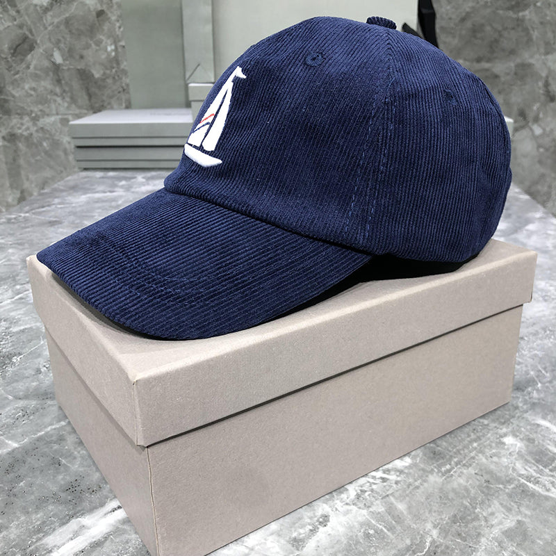 Corduroy sailboat embroidered baseball cap THOM TREND