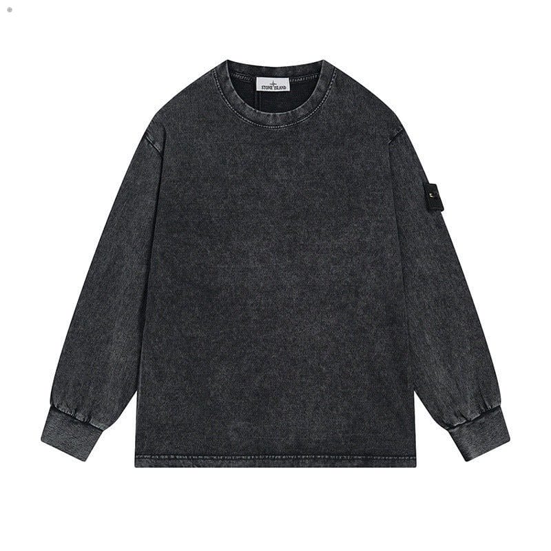Stone Island Compass Badge Washed Oversized Long-Sleeve Tee - brown front view