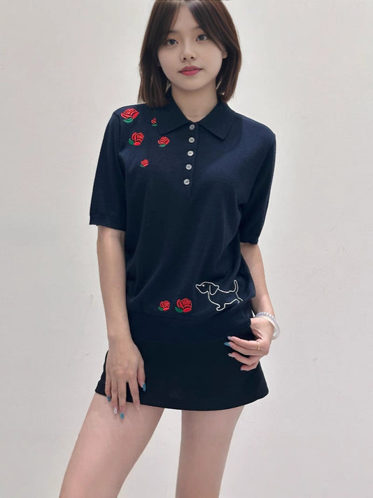 Women's polo neck long sleeve sweater（副本） THOM TREND
