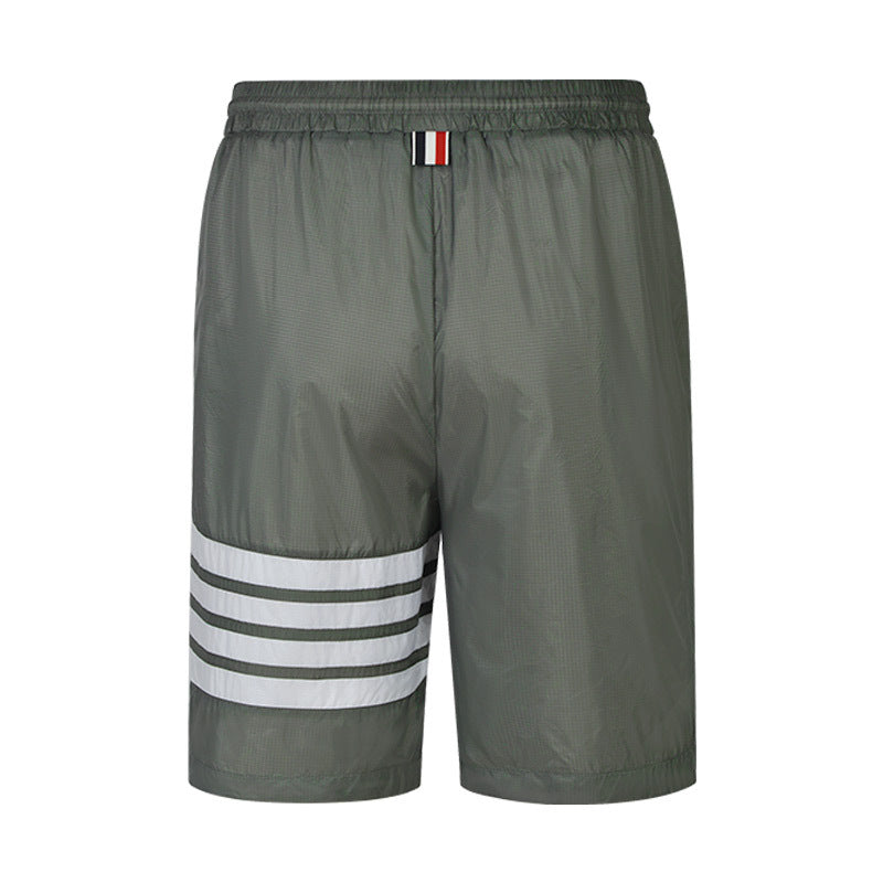 Thom Browne Style Unisex Casual Sweatpants with Signature Four-Bar Detail - Image 4