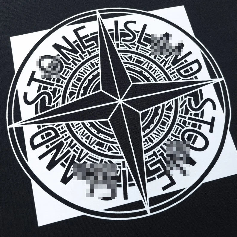 Stone Island Layered Compass Geometric Cotton T-Shirt - Black product detail view