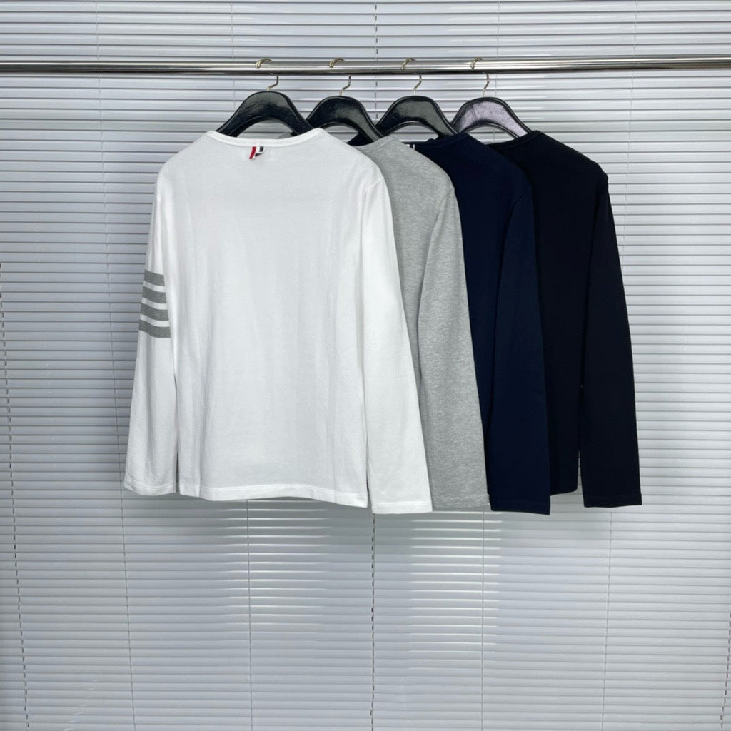 Classic Four-Bar Wool T-Shirt by Thom Browne, product detail view