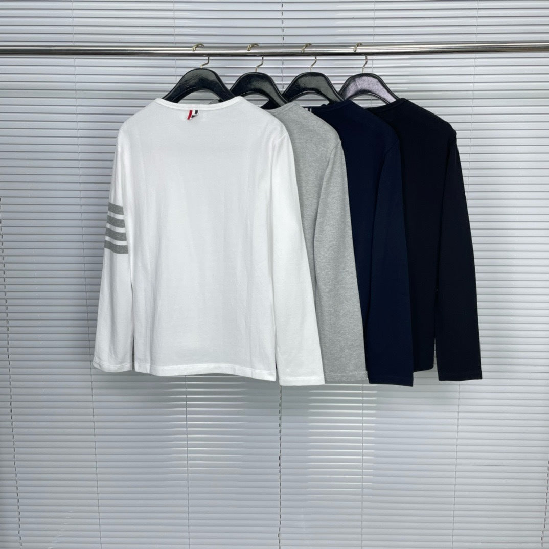 Classic Four-Bar Wool T-Shirt by Thom Browne, product detail view