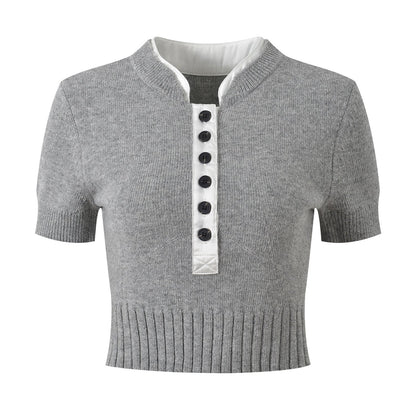 Short-sleeved knitted top + hip skirt THOM TREND