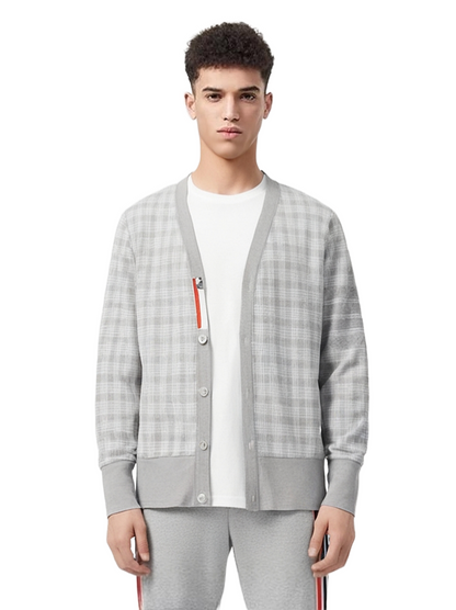 Check jacquard cardigan jacket THOM TREND
