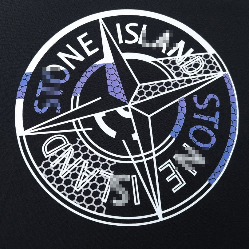 Stone Island Glitch Compass Graphic Cotton T-Shirt - Black product detail view