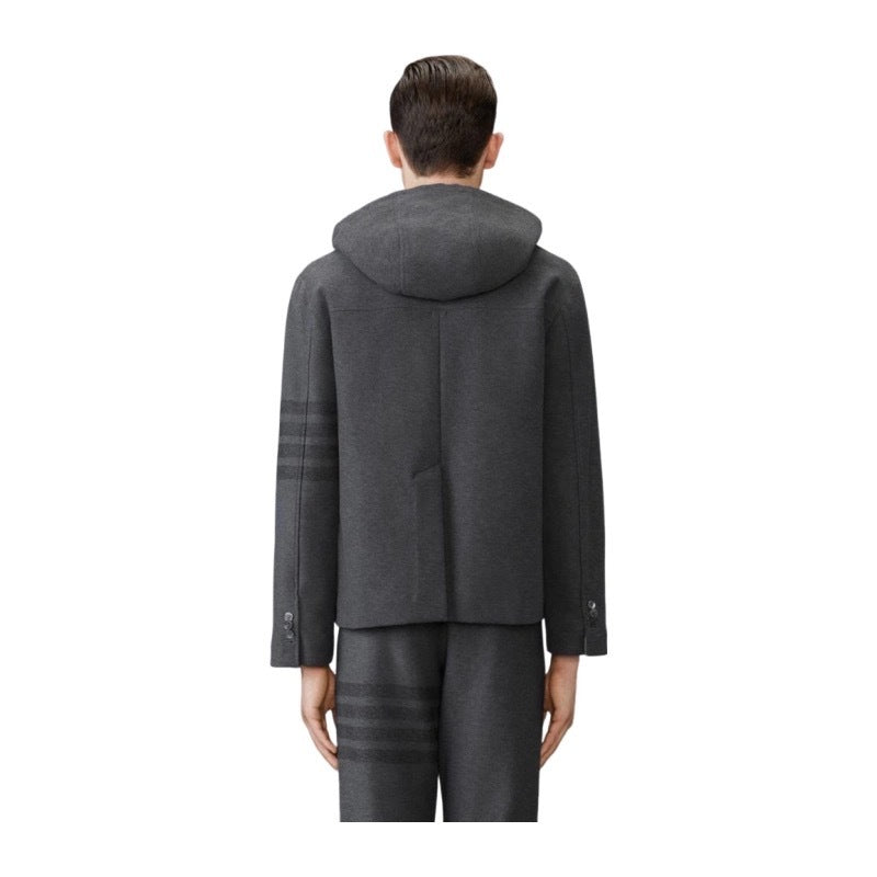 Hooded jacket by Thom Browne, outerwear detail view