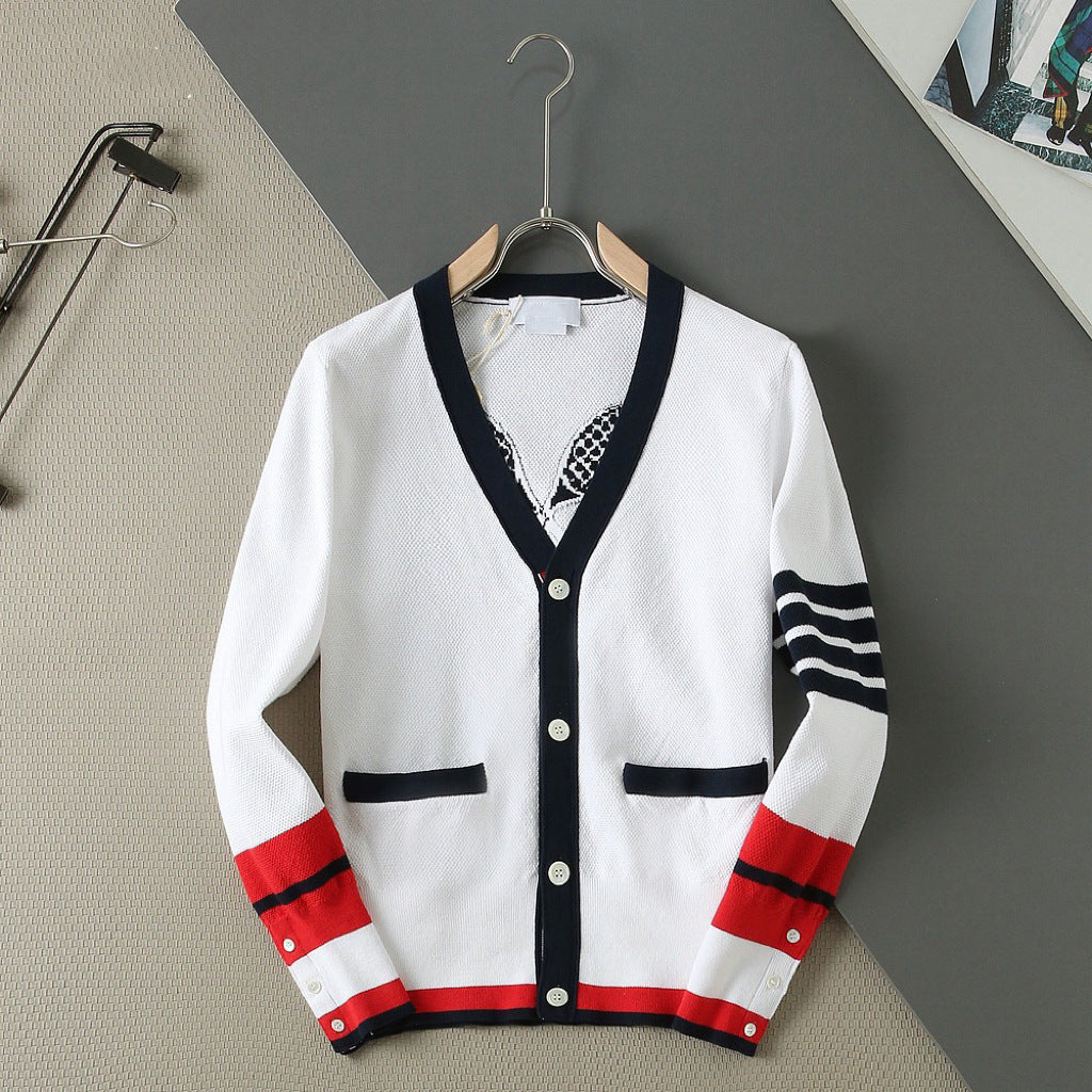 Thom Browne Unisex Tennis Racket V-Neck Knit Cardigan