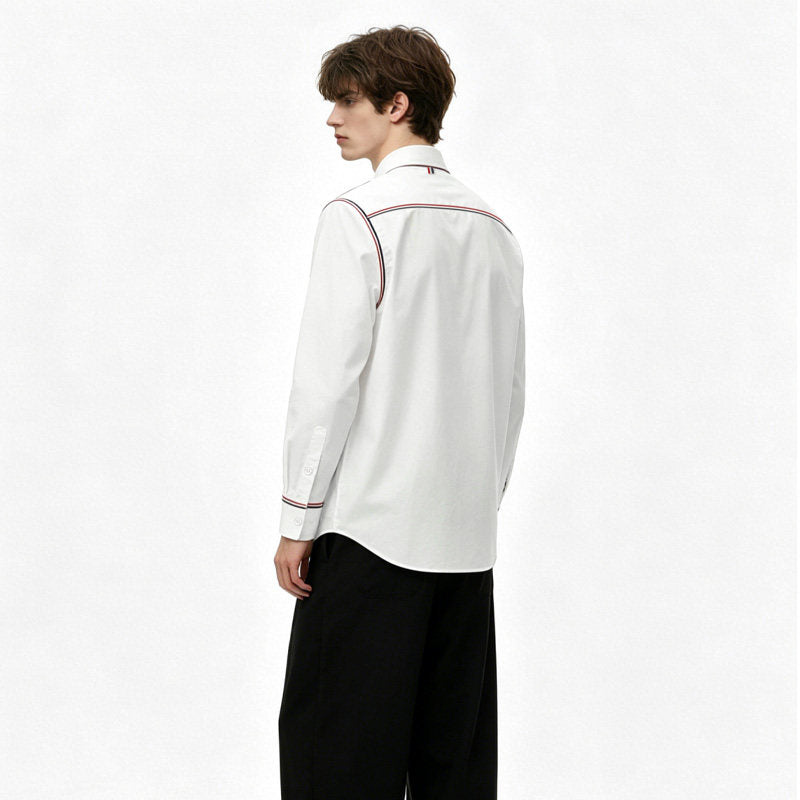 Tricolor Stripe Oxford Shirt – Unisex THOM TREND