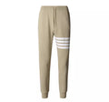 Thom Browne Style Men's Casual Sweatpants - Cotton Signature Four-Bar Detail