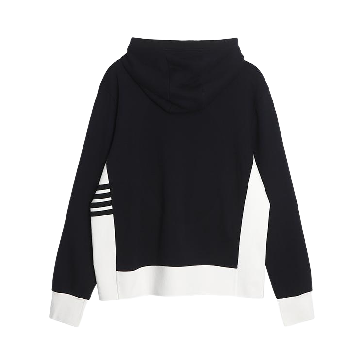 Colorblock Four-Bar Hoodie by Thom Browne, garment detail view